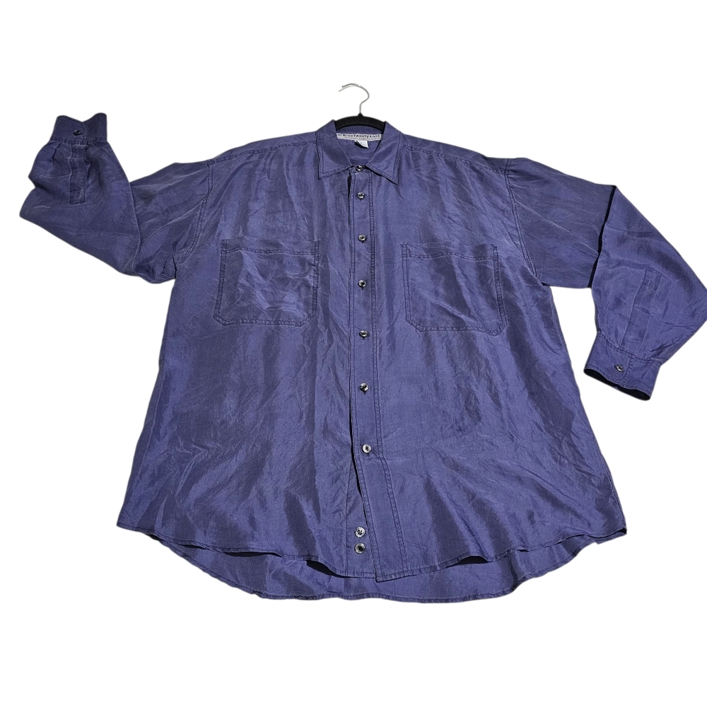 Nine Twenty East Men's Long Sleeve Silk Shirt Button down Lightweight Small
